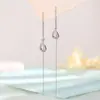 Brincos Longos com Franjas de Gota d'Água, Brilhantes Vazados com Diamantes, Simples Elegantes, Estilo Lady, Efeito Emagrecedor, Tendência Exclusiva Europeia e Americana