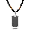 Colgante Militar para Hombre de Venta Caliente Europea y Americana, Superficie Lisa, Grabado Personalizable, Suministro Directo, Collar de Acero Inoxidable