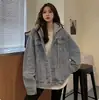 Chaqueta de Mezclilla Petite para Primavera/Otoño 2025 Nuevo Estilo Retro Ins Holgada de Manga Larga para Mujer Moderna Ins Top Azul