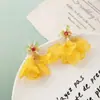 Pendientes de Borlas de Pétalos Coloridos Super Hada para Mujer, Pendientes Exagerados Estilo Festivo, Clips para Orejas, Pendientes de Diseño de Nicho