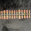 Uñas Portátiles Hechas a Mano Rainbow Kitty de 30 Piezas con Cuentas de Cristal y Efecto Ojo de Gato, Puntas de Uñas Pre-fabricadas Estilo Nuevo