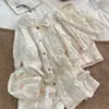 Pijama de Mujer Otoño Rosa Conejito Lindo con Ribete de Encaje con Almohadillas en el Pecho Manga Larga Pantalón Largo Ropa de Mujer Otros Conjuntos de Uniforme