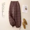 Pantalones de Invierno Gruesos de Algodón para Mujer, Nuevos de Pierna Recta con Cordón, Tendencia Estilo Europeo, Pantalones Largos Finos de Algodón