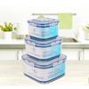 Juego de cajas de plástico para conservar la frescura, redondas, cuadradas, selladas para congelación, para horno microondas, refrigerador, caja de almacenamiento de frutas