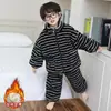 0155 Pijamas Infantiles Niños Otoño e Invierno Nuevo Tres Capas Algodón Delgado Terciopelo de Invierno Engrosado Niños Bebé Ropa de Casa