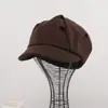 Boina grossa de algodão estilo coreano para mulheres, novo modelo outono e inverno, adequada para circunferência de cabeça grande, faz o rosto parecer menor, boné de jornaleiro de pintor