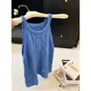 Verão Novo Estilo Europeu e Americano Vazado Moda Nicho Versátil para o Dia a Dia Malha Regata de Gola Alta para Mulheres