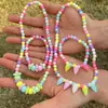 Colar infantil cor de doce pulseira colar de contas coloridas em estoque fofo princesa flor acrílica desenho animado conjunto