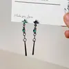 Brincos de Franja Gota d'Água Azul Mar Profundo, Luxo Leve Retrô, Estilo de Alta Qualidade, Brincos Longos, Brincos de Novo Estilo