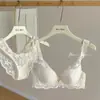 Conjunto de Lencería Pura Pasión Estilo Francés para Mujer, Busto Pequeño, Con Relleno, Sexy, Fino, Anticaída, Suave, Conjunto de Sujetador de Encaje con Aros