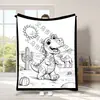 Manta Graffiti con Diseño de Dinosaurio con 24 Plumas de Acuarela de Colores, Manta para Colorear DIY para Niños, Lavable, en Stock