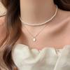 Colar de pérolas fritillary Ji sereia galvanizada a ouro real, corrente de clavícula simples francesa, colar retrô elegante e personalizado
