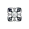 Broche Cruz Flor de Corte Retro Europeo y Americano, Elegante Accesorio de Broche de Perlas, Elegante Pin para Abrigo y Suéter