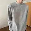 Camiseta de Manga Larga con Empalme Estructural para Hombre Primavera y Otoño Algodón Jelly Hombreras Sudadera Ancha Holgada Casual Cuello Redondo Camiseta Básica