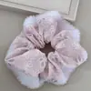 Anillo para el Cabello de Encaje Grande para Niña, Anillo para el Cabello de Intestino Grande, Cuerda para el Cabello de Encaje Doble Oversized, Simple, Combina con Todo, Adorno para la Cabeza