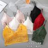 Top de tubo sexy de estilo francés para mujer, con encaje, pecho pequeño, push up, espalda descubierta, base de camisola con diamantes de imitación, ropa interior envolvente antiexposición