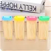 Palillo de dientes Caja de palillos para llevar en casa Palillo de dientes de bambú desechable con forma de encendedor Portátil Portadientes de doble punta