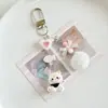 Gato de desenho animado pingente fofo laço de amor corrente para celular com contas bola de pelo personalidade acessórios de câmera ccd bolsa
