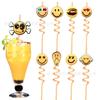 Nova Série de Pacotes de Emoticons Palha Mancha Mancha Forma Espiral Animal de Estimação Palha Festa Decoração Amazon Transfronteiriço