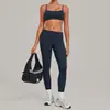 Conjunto de Yoga de Cintura Plegable de Otoño Set Deportivo de Fitness Running Ajustado con Pliegues Invisibles Levanta Glúteos 1192+3301