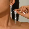 Influencer Coreana Elige Pendientes de Borla de Estrella de Cinco Puntas Ecológicos, Lujo Accesible Pendientes Largos Geométricos de Pedrería, Modernos y de Alta Gama