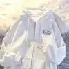 Moletom com zíper e estampa criativa de cachorrinho dorminhoco estilo Hong Kong para homens e mulheres, jaqueta cardigã simples versátil da moda para o início do outono, modelagem solta