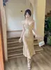 Estilo Francés Lujo Ligero Elegante Estilo Hepburn Terciopelo Negro Tirantes Vestido de Lentejuelas Otoño Brillante Deslumbrante Delgado Vestido Cola de Pez
