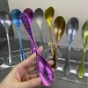 Colher Portátil Colorida de Titânio Puro de Alta Qualidade Grau Alimentício Utensílios de Mesa de Titânio Colher de Sobremesa Colher de Sopa Colher de Arroz Cristal Uso Diário Doméstico