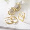 Aogu Producto Popular Transfronterizo Aretes Geométricos Lisos de Oro Real Chapado en Cobre Aguja de Plata 925 Ins Nicho Aretes Personalizados para Mujeres