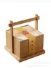 Suministro Transfronterizo de Cajas de Regalo Portátiles de Madera Estilo Chino, Uso Comercial de Cajas de Madera con Tapa, Cajas de Madera para Pasteles de Luna, Cajas de Bambú para Souvenirs