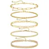 Novo Conjunto de Correntes de Metal Mais Vendido na Amazon Corrente Cubana Multicamadas Moda Pulseira Conjunto de Pulseiras