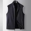 Colete Casual Masculino Primavera e Outono 2025 Luxo Leve Tricô Levemente Elástico Negócios Manga Longa Dupla Face Cardigan Jaqueta para Homens Jovens e de Meia-Idade