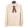 Camisa de pana para mujer de manga larga 2022 otoño e invierno Nuevo estilo universitario Camisa con lazo diseño con sentido nicho