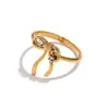 Colar de Personalidade Criativa Transfronteiriço Europeu e Americano Aço Inoxidável Banhado a Ouro 18K Pingente Doce de Laço com Strass Brincos Anel
