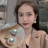 S925 Pin de Prata Estilo Coreano Grandes Brincos de Pérolas Brincos de Arco Distintivo All-match Brincos de celebridades exagerados da Internet Brincos femininos da moda
