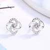 Pendientes de plata de ley S925 con forma de flor de cuatro hojas y césped giratorio, estilo coreano, con diamantes incrustados, moda femenina, gran oferta al por mayor