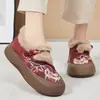 Sapatos de Algodão Aveludado de Inverno, Botas de Neve Slip-On, Botas Curtas de Estilo Étnico, Botas Femininas de Poliuretano, Sapatos Bordados Aveludados Espessados