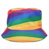 Sombrero de pescador arcoíris estilo japonés y coreano, con cabeza grande, costuras Wai, parte superior plana, combinable con todo, para hombre y mujer, sombrero de viaje, sombrero de lavabo, sombrero de doble cara.