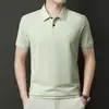 Camisa Polo para Hombre de Algodón y Seda de Color Sólido, Transfronteriza, de Secado Rápido, Manga Corta, Moda, Cuello Camisero, Camiseta, Venta al por Mayor, Ropa de Verano
