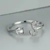 Anillo con Letra de Oro Rosa Nuevo de Amazon Transfronterizo Anillo Abierto con Diamante Blanco Joyería de Mano Anillo Único Personalizado Venta al por Mayor