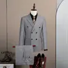 Nuevo conjunto de traje para hombre, tejido casual de negocios de doble botonadura para boda, atuendo formal, atuendo de novio, conjunto de dos piezas