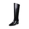 Primeiro Encontro Botas Longas Cinza de Bico Fino com Salto Anabela Sazonal para Mulheres Botas de Cano Longo Retas Emagrecedoras de Salto Alto