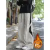 Calça Cargo Retrô Americana de Outono Masculina Tendência Hip-Hop Bloqueio de Cores Casual Wide-Leg Secagem Rápida Tendência Calça Esportiva