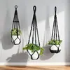 Bolsa de Malla para Maceta Estilo Escandinavo Cuerda de Algodón Tejida a Mano Cesta Colgante Bolsa de Malla Decorativa Colgante para Maceta Cuerda de Algodón para Maceta Red de Colgar