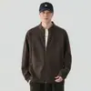 Sudadera cárdigan de retazos deconstruidos de cuello alto estilo retro americano para hombre, chaqueta casual de diseño versátil, moderna