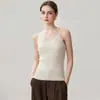 Encaje siping collar exterior ropa interior alta elasticidad sin mangas chaleco de punto tira fina chaleco camisola de cachemira mujer
