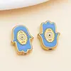 Cuentas espaciadoras de esmalte de ojo de la suerte de doble cara de acero inoxidable con cuentas estilo europeo y americano para accesorios de joyería hechos a mano DIY