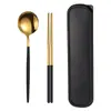 Juego de Vajilla Portátil de Acero Inoxidable Cuchara, Tenedor y Palillos Portugueses Juego de Tres Piezas para Viaje Vajilla Conveniente Regalo para Celebridad de Internet Cuchara
