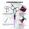 Amazon Best-Seller Transfronterizo Profesional Set de Tijeras para Peluquería, Dientes Planos de Acero Inoxidable 4Cr Colorido, Peluquería Casera para Adultos
