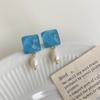 Sistema de Sanación~Pendientes Azules Pequeños de Sal Marina Fresca para Mujer, Modernos Elegantes, Versátiles, de Gama Alta, Pendientes de Estilo Festivo, Pendientes